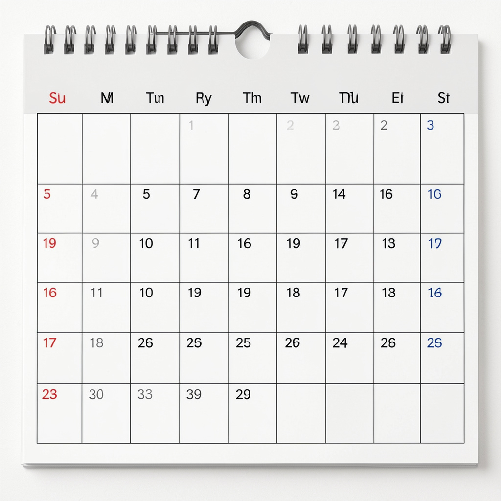Calendar showing regular daily routine patterns